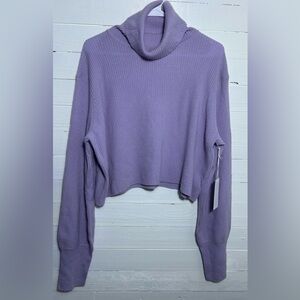 NWT Reformation Lucia pale lavender cropped turtleneck. Cashmere, Womens XL.